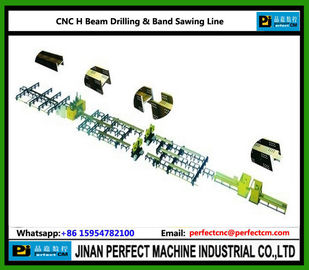 CNC H Beam Drilling and Band Sawing Line